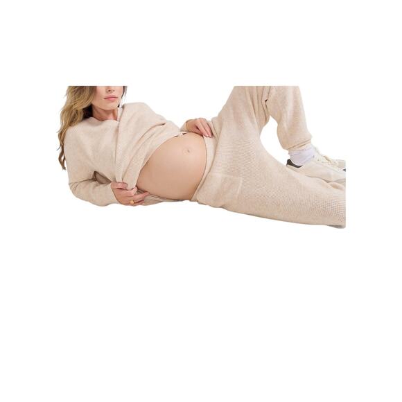 Hatch 'The Cozy' Beige Acrylic Waffle Jogger Size 2 - Picture 1 of 4